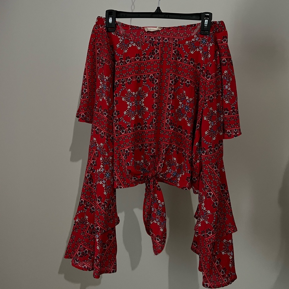 altar’d state red bandana print tie crop top and short co-ord set size large